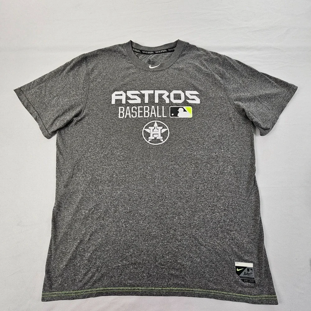 Astros Baseball Nike Dri-Fit Gray Short Sleeve Performance T-Shirt Men's L